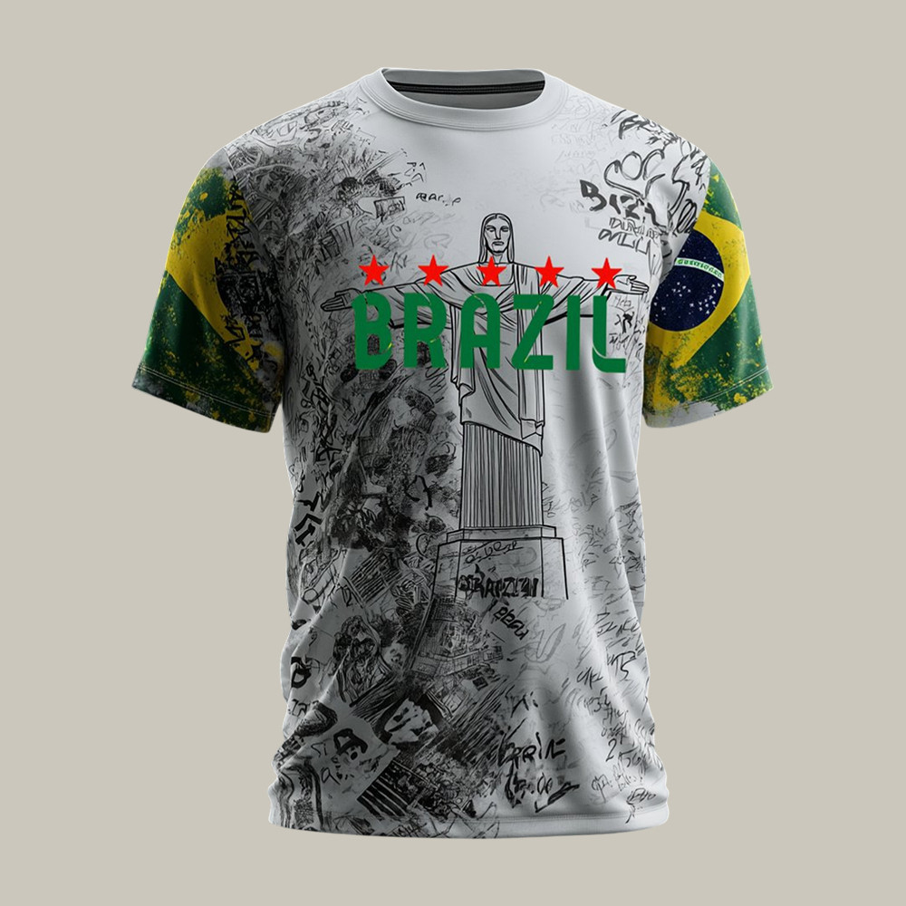 Christ the Redeemer Team Brazil T-Shirt 2026 FIFA World Cup Shirt For Father's Day