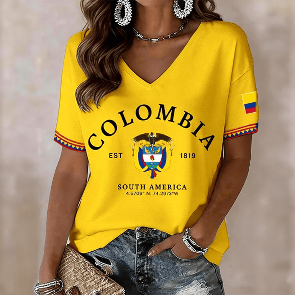 Colombia FIFA World Cup 2026 EST 1819 V-Neck Shirt Colombia World Cup Games Apparel