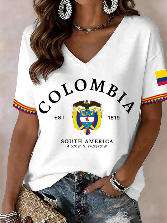 Colombia FIFA World Cup 2026 V-Neck Shirt Colombia EST 1819 Shirt Soccer Fan Gifts