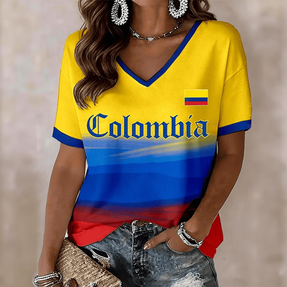 Colombia World Cup 2026 V-Neck Shirt Colombia World Cup Group Clothing For Fan