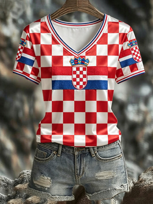 Croatia FIFA World Cup 2026 V-Neck Shirt Croatia Group World Cup Apparel Fan Gifts
