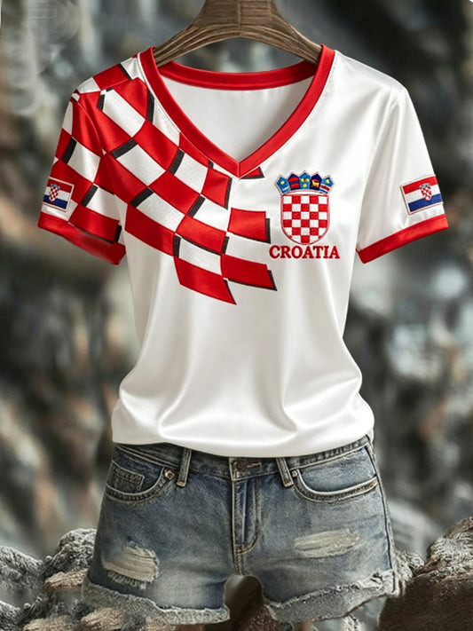 Croatia FIFA World Cup 2026 V-Neck Shirt Croatia World Cup Games Apparel Soccer Fan Gifts