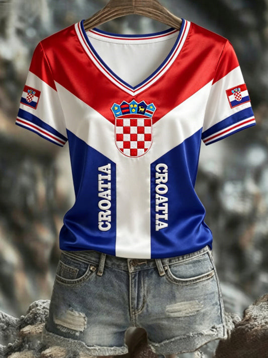 Croatia FIFA World Cup 2026 V-Neck Shirt Haiti Soccer Outfits For Mother's Day