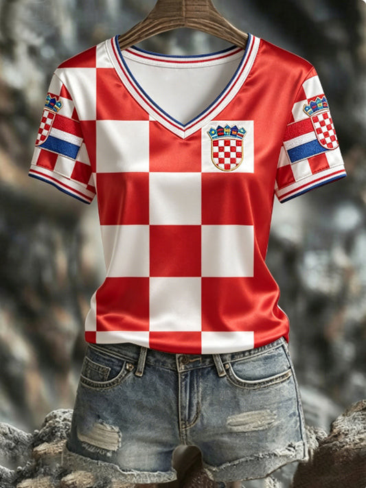 Croatia FIFA World Cup 2026 V-Neck Shirt World Cup 2026 Haiti Clothing Soccer Lovers Gifts