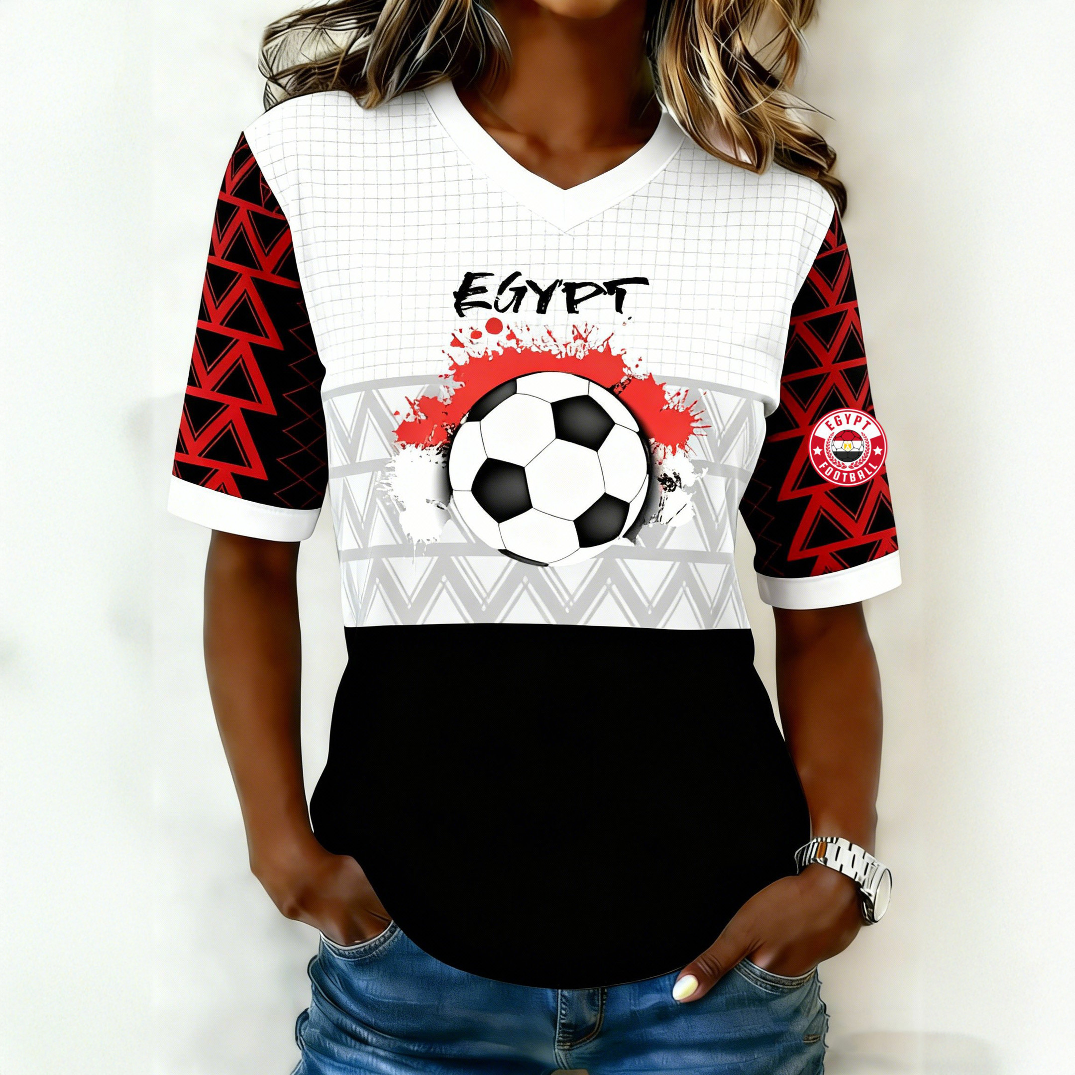 Egypt FIFA Club World Cup Bracket V-Neck Shirt Game Day Shirt Soccer Lover For Mother's Day