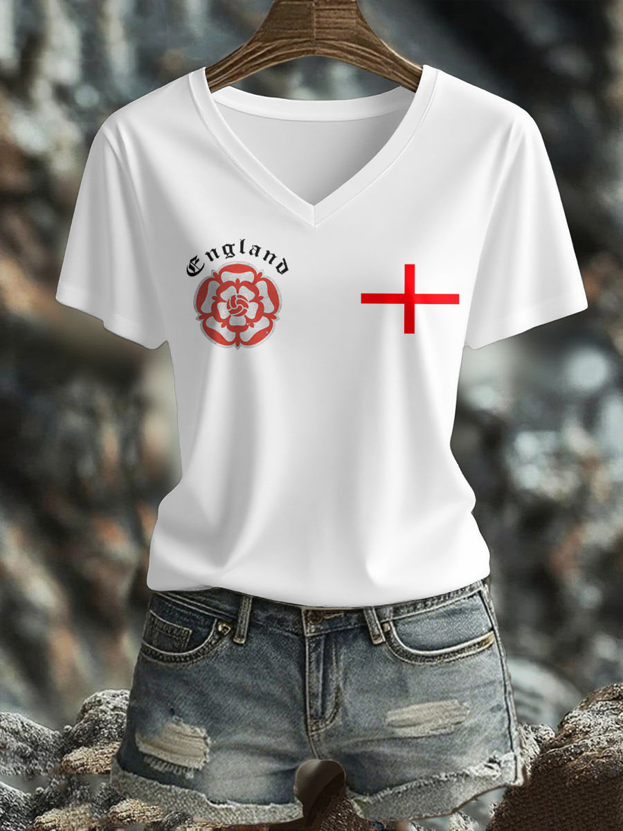 England World Cup 2026 Merch England Tudor Rose V-Neck Shirt Game Day Clothes Gifts Idea
