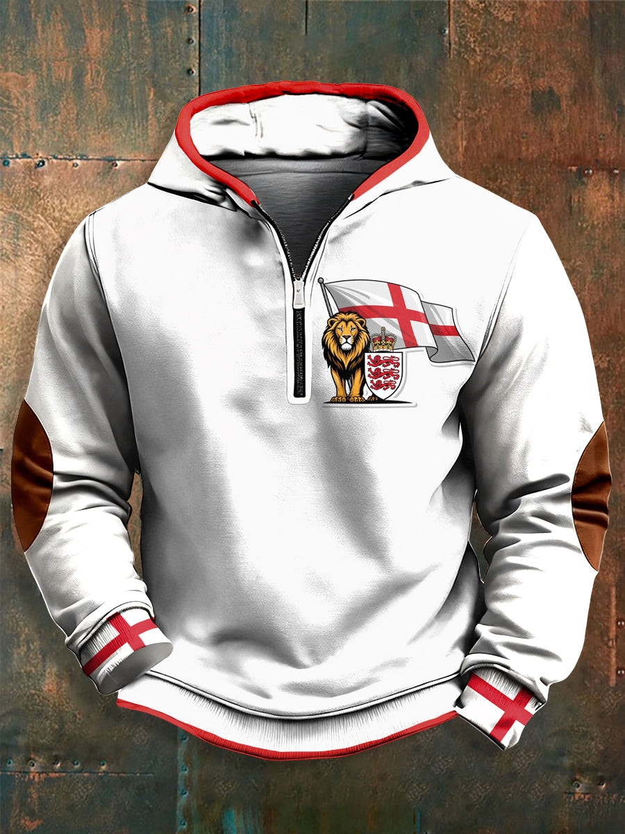 England World Cup 2026 Merch English Lion Quarter Zip Hoodie For World Cup Fan