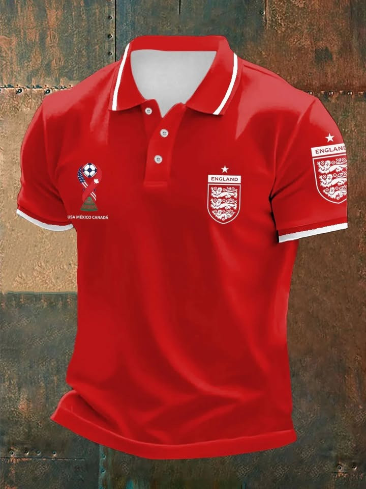 England World Cup 2026 Polo Shirt Mens UK Soccer World Cup FIFA Merch Present For Fan