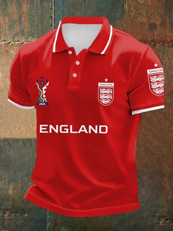 England World Cup 2026 Polo Shirt UK Soccer Clothing World Cup Merch For Fan