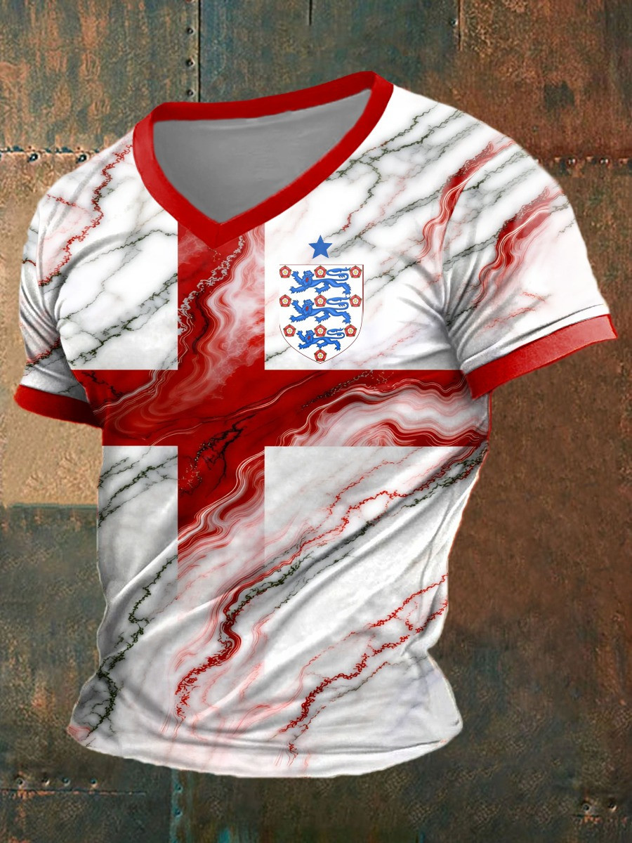 England World Cup 2026 V-Neck Shirt World Cup Games Clothes For Soccer Lovers