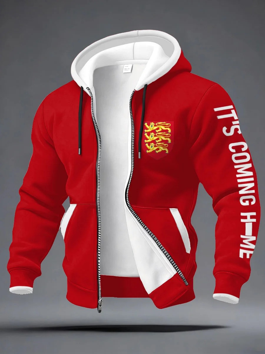 England World Cup 2026 Zip Hoodie It's Coming Home Hoodie Best Gifts For Soccer Lovers