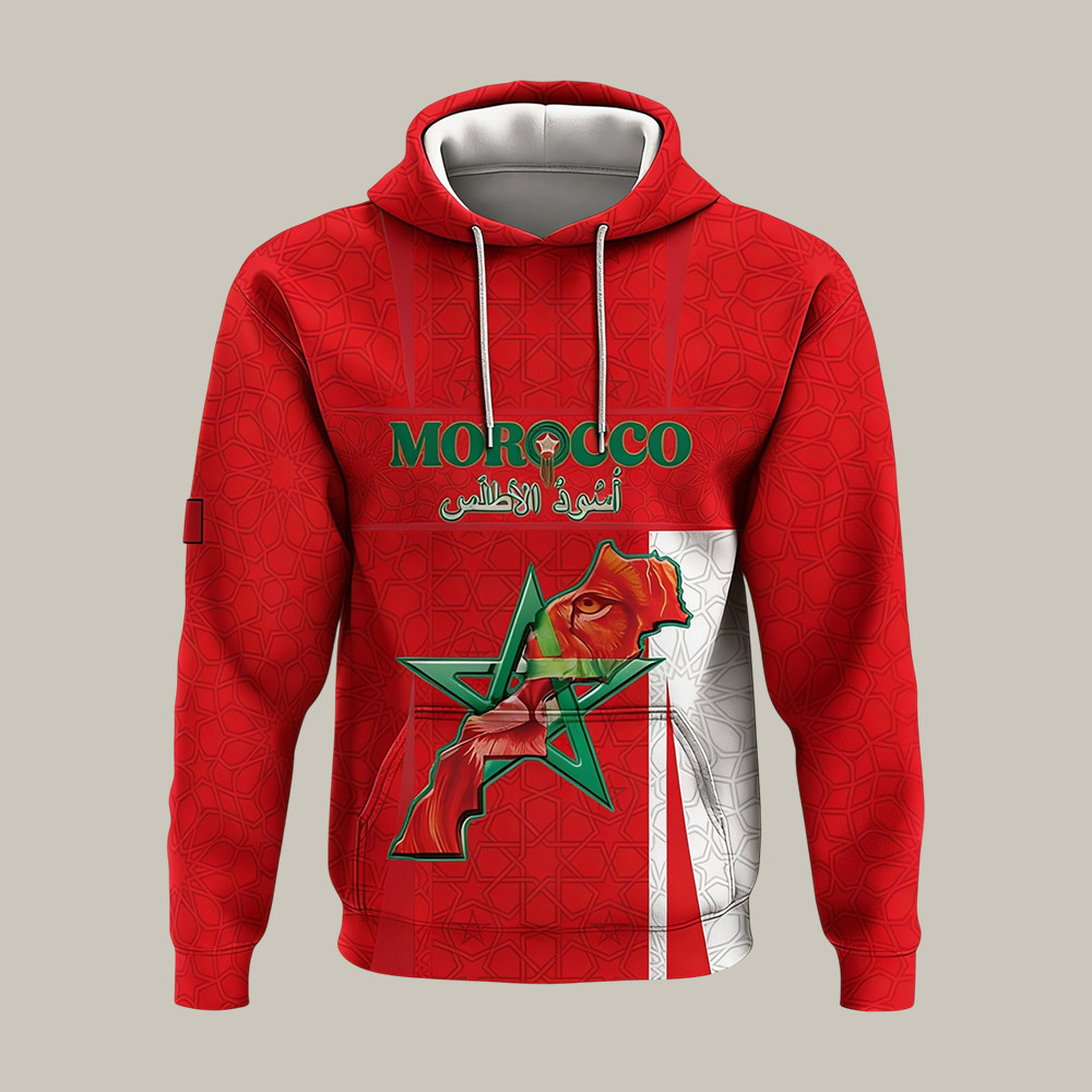 FIFA World Cup 2026 Morocco Football Atlas Lions Hoodie Game Day Clothing World Cup Fan Gear
