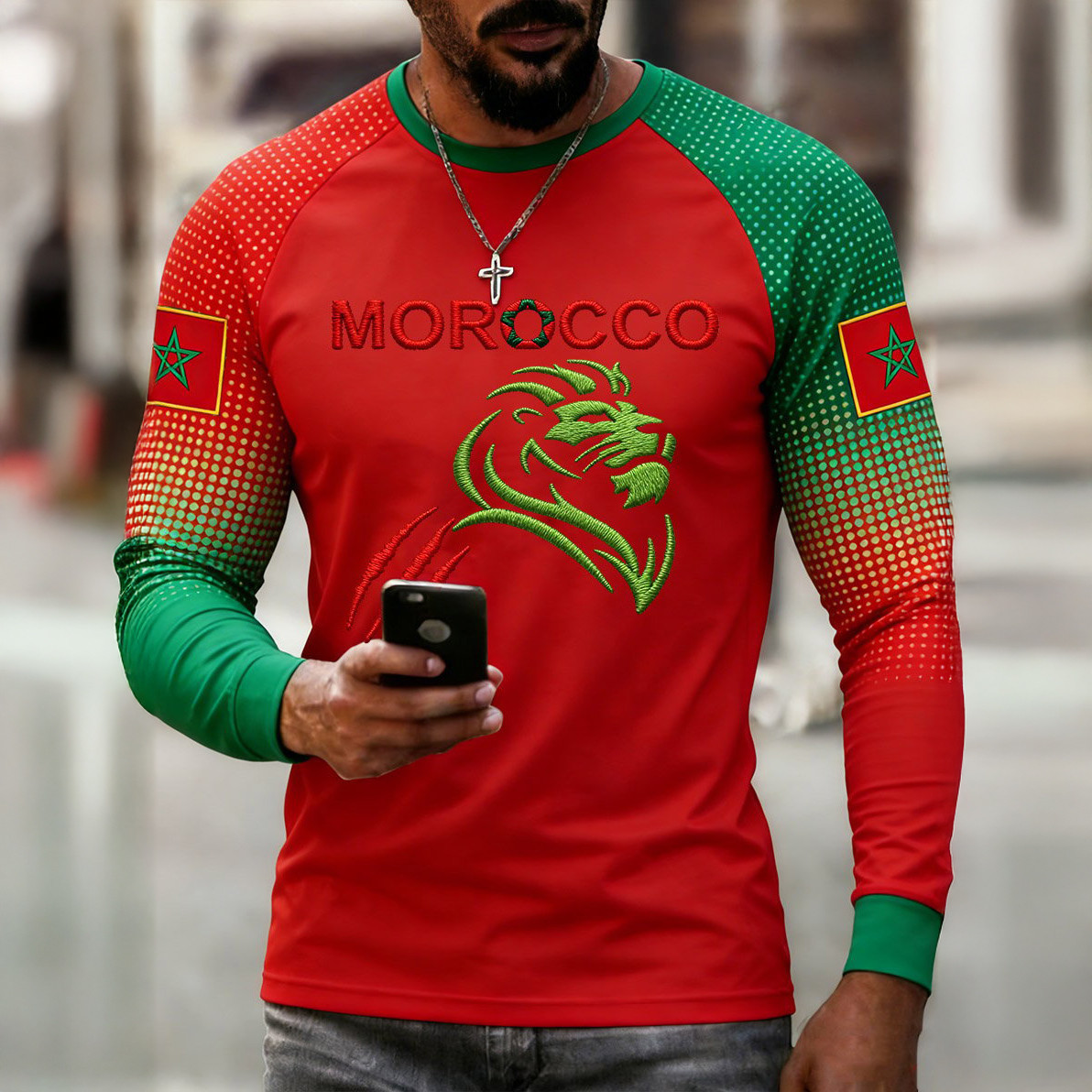 FIFA World Cup 2026 Morocco Long Sleeve Shirt Morocco National Soccer Team Fan Father's Day Gifts Idea