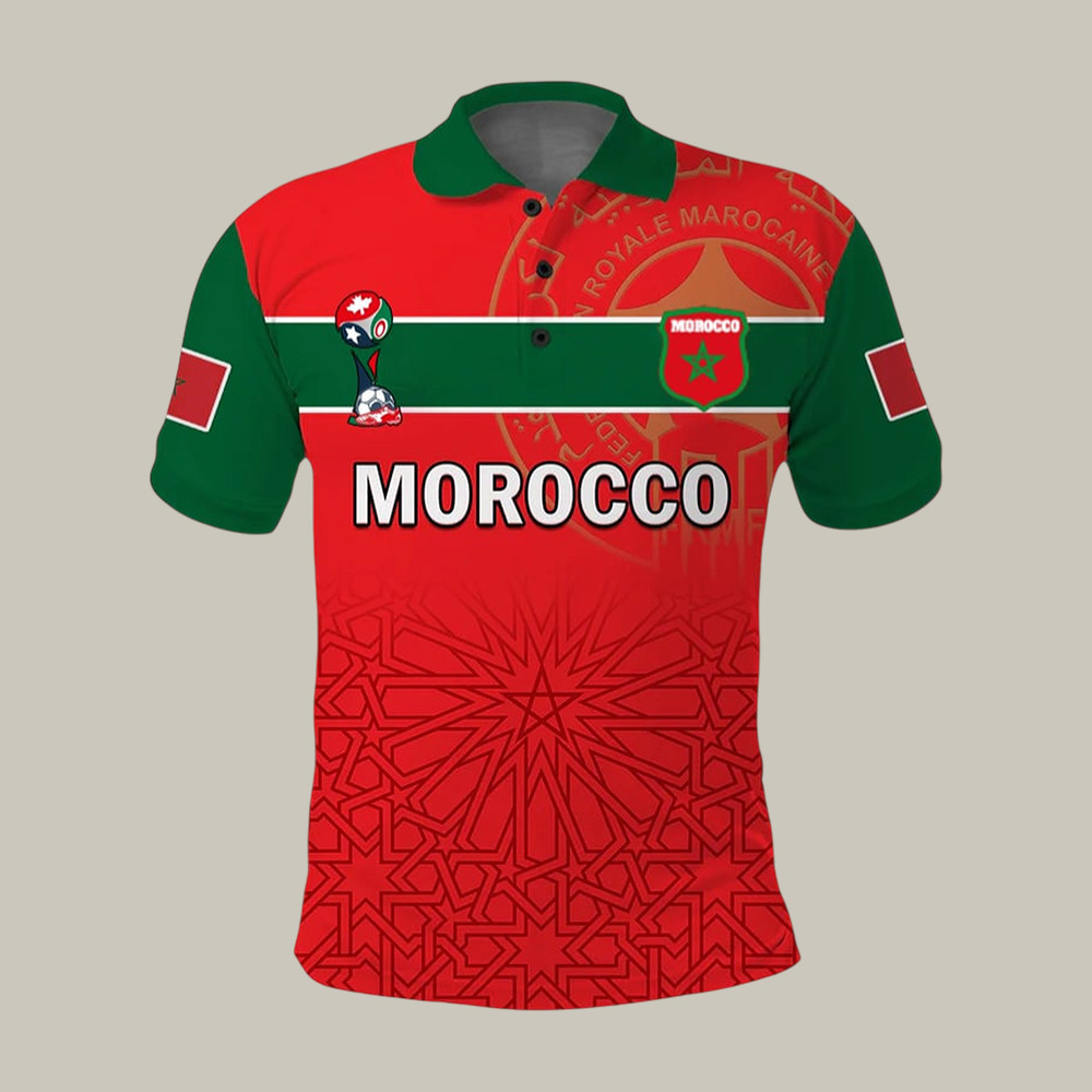 FIFA World Cup 2026 Morocco Polo Shirt Morocco Soccer Team Clothes Fan For Dad