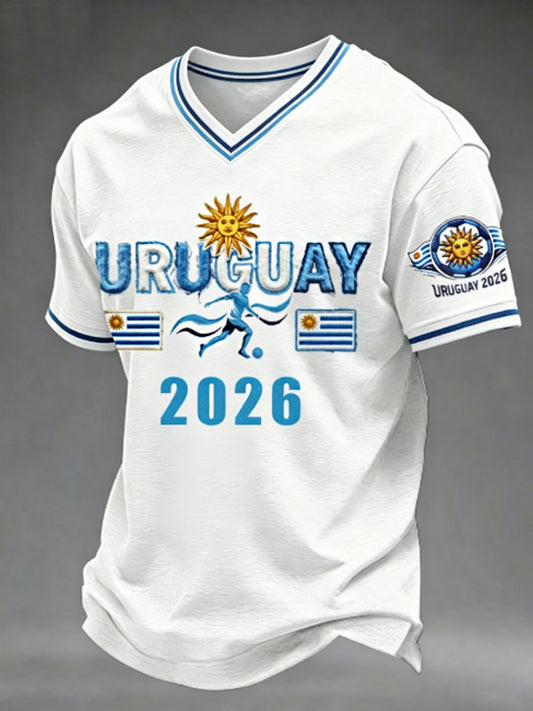 FIFA World Cup 2026 Uruguay V-Neck Shirt Uruguay FIFA Clothing Football Fan Gifts Ideas