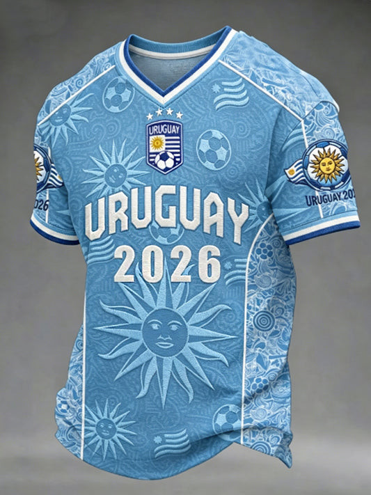 FIFA World Cup 2026 Uruguay V-Neck Shirt Uruguay FIFA Clothing Football Related Gifts