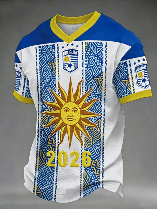 FIFA World Cup 2026 Uruguay V-Neck Shirt Uruguay FIFA Clothing Football Themed Gifts