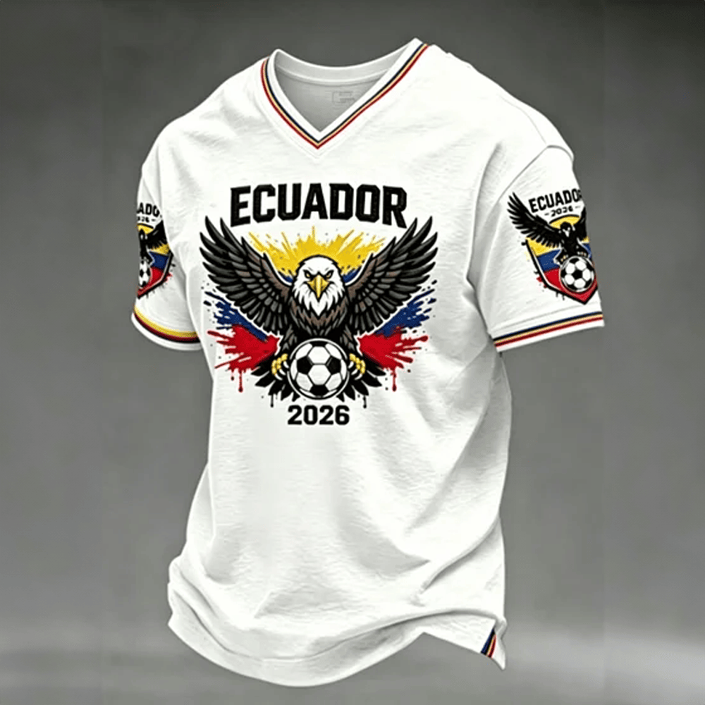 FIFA World Cup Ecuador 2026 V-Neck Shirt Ecuador Soccer Clothing For World Cup Fan