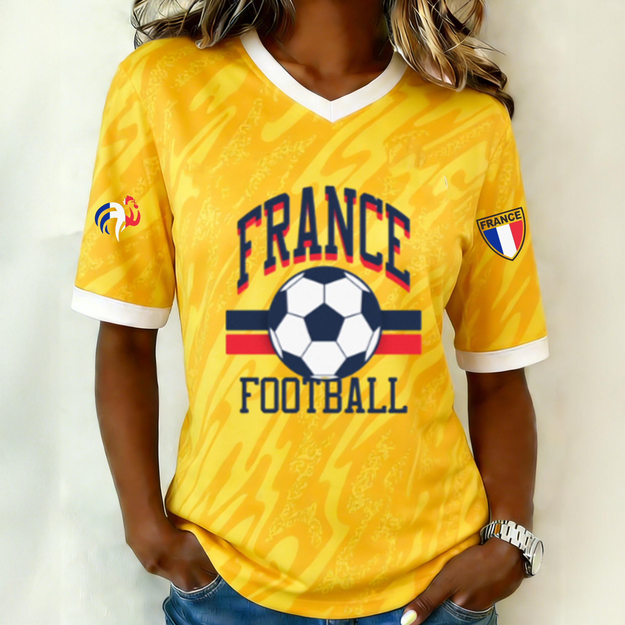 France 2026 FIFA World Cup V-Neck Shirt 2026 World Cup Clothes Game Day For Mother's Day