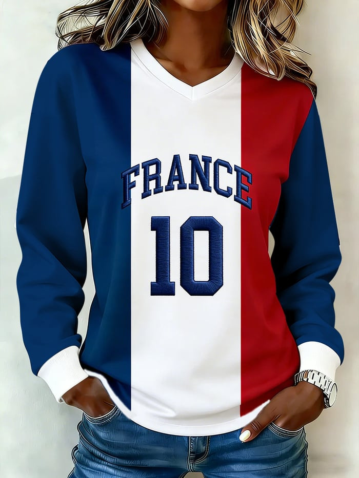 France World Cup 2026 Merch France World Cup Squad 10 V-Neck Long Sleeve Shirt Fan Gifts
