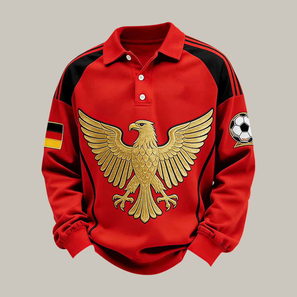Germany 2026 FIFA World Cup Eagle Polo Long Sleeve Shirt Soccer Apparel For Dad