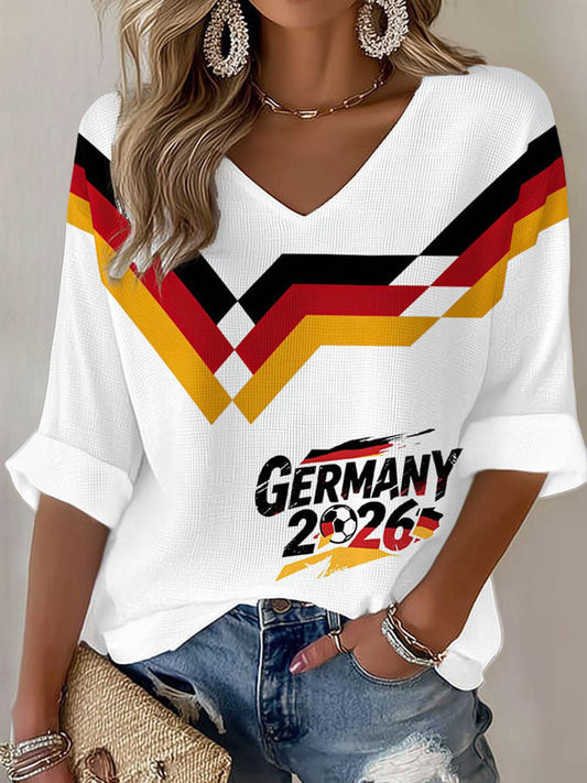 Germany FIFA World Cup 2026 V-Neck Long Sleeve Shirt World Cup 2026 Merch Gifts
