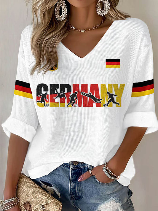 Germany FIFA World Cup 2026 V-Neck Long Sleeve Shirt World Cup Merch For Fan