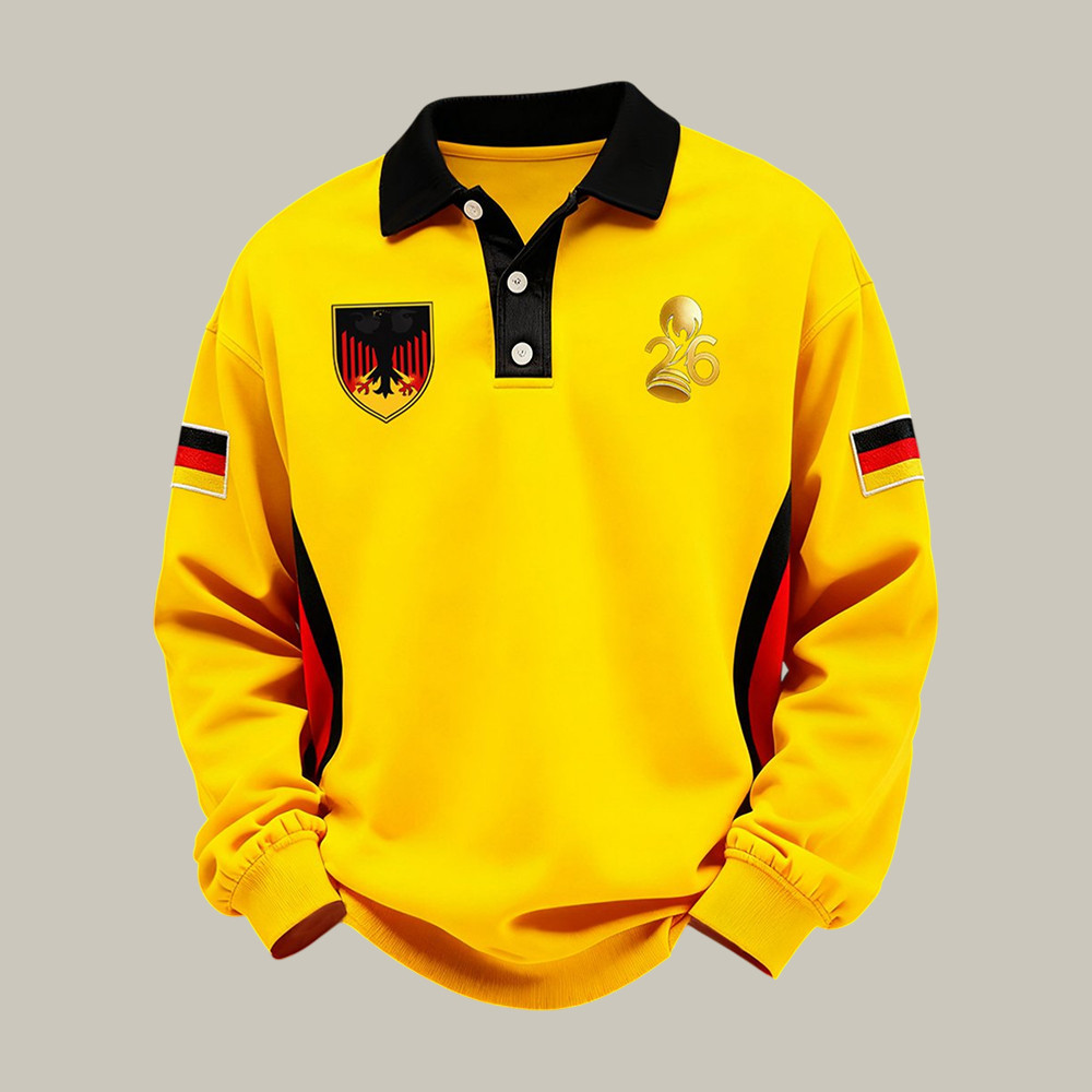 Germany Soccer Fan Polo Long Sleeve Shirt FIFA World Cup 2026 Apparel Present For Husband