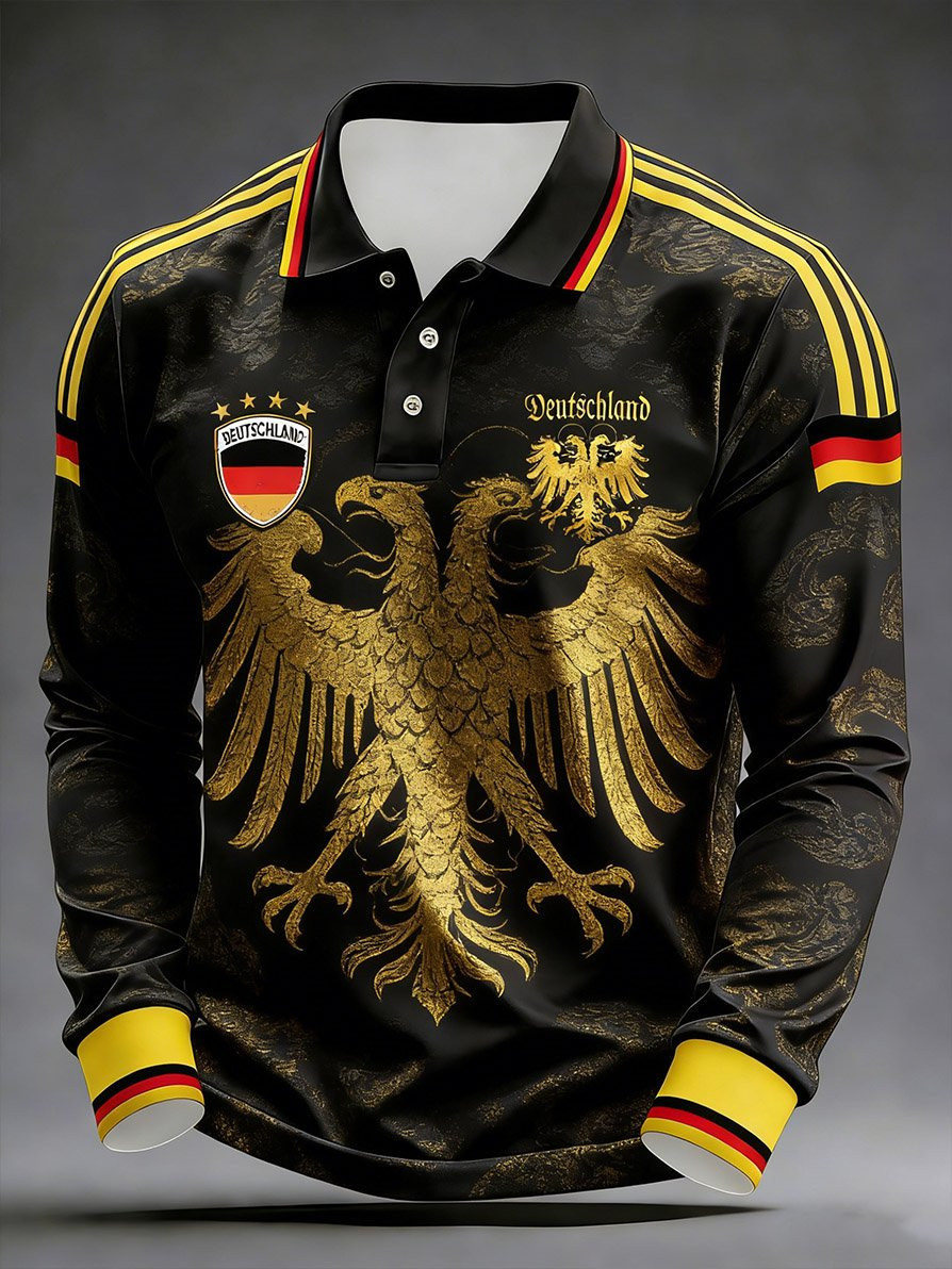 Germany World Cup 2026 Deutschland Long Sleeve Polo Shirt World Cup Merch Fan Gifts