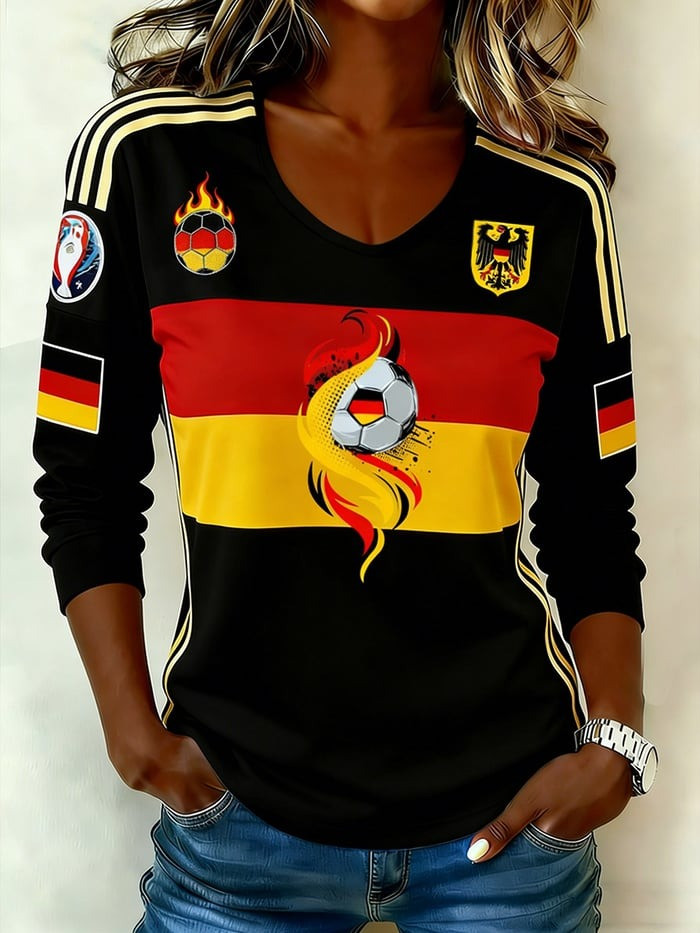 Germany World Cup 2026 Merch Deutschland Team V-Neck Long Sleeve Shirt Soccer Clothes Gifts