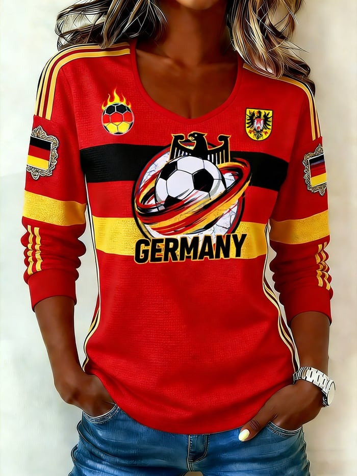Germany World Cup 2026 Merch Team Germany Soccer V-Neck Long Sleeve Shirt Gifts Idea