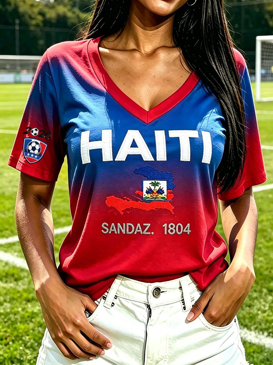Haiti FIFA World Cup 2026 Sandaz 1804 V-Neck Shirt World Cup 2026 Haiti Fan Outfits