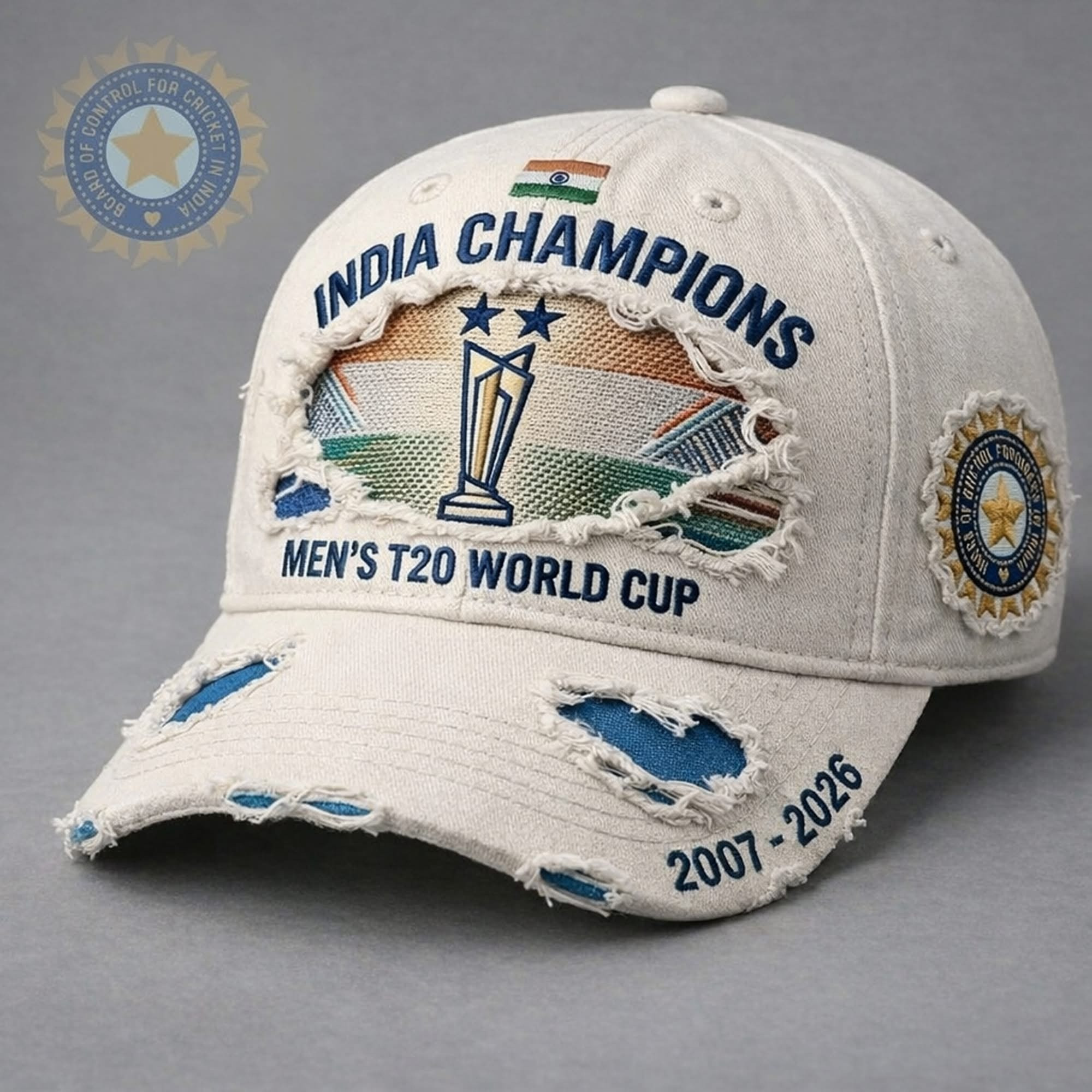 India Cricket Champions Men's T20 World Cup Hat Team India Ball Cap Cricket Merch Fan Gifts