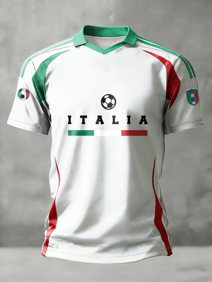 Italy 2026 World Cup Merch Milano Italia Soccer Short Sleeves With V-Neck And Collared