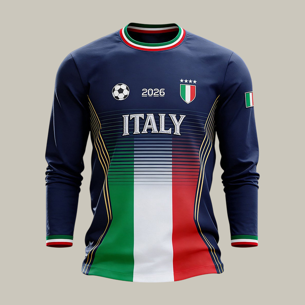 Italy FIFA World Cup 2026 Long Sleeve Shirt Soccer Apparel Game Day For Husband