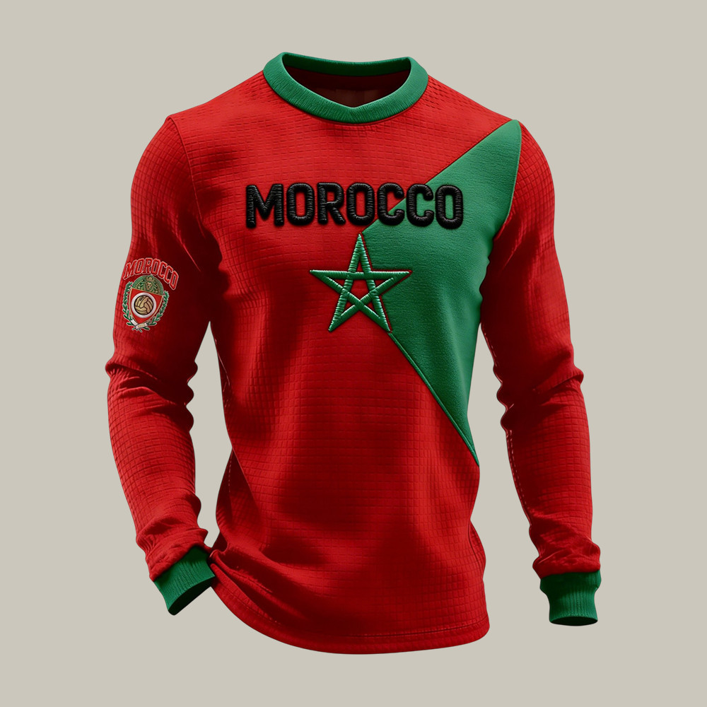 Morocco 2026 FIFA World Cup Long Sleeve Shirt Soccer Apparel For Dad Birthday
