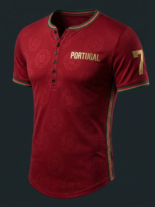 Portugal FIFA World Cup 2026 Button T-Shirt Portugal Games World Cup 2026 Apparel