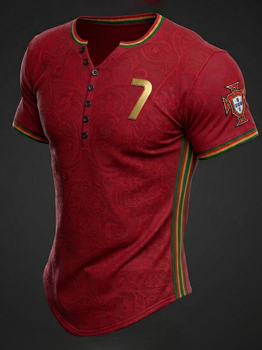 Portugal FIFA World Cup 2026 Button T-Shirt Portugal National Football Team Clothing