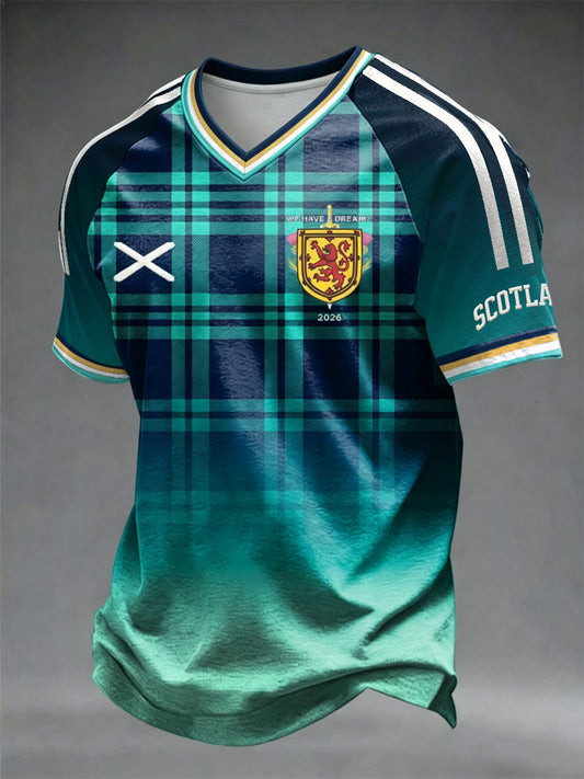 Scotland FIFA World Cup 2026 V-Neck Shirt Tartan Army Soccer Apparel Fan Gifts