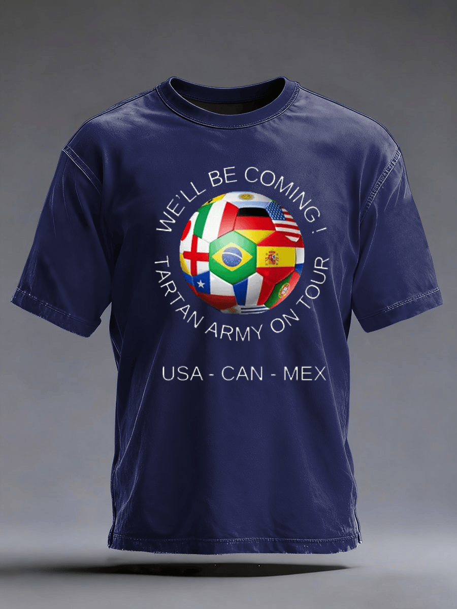 Scotland World Cup 2026 Attire Tartan Army On Tour Shirt We'll Be Coming Tee Gifts Idea