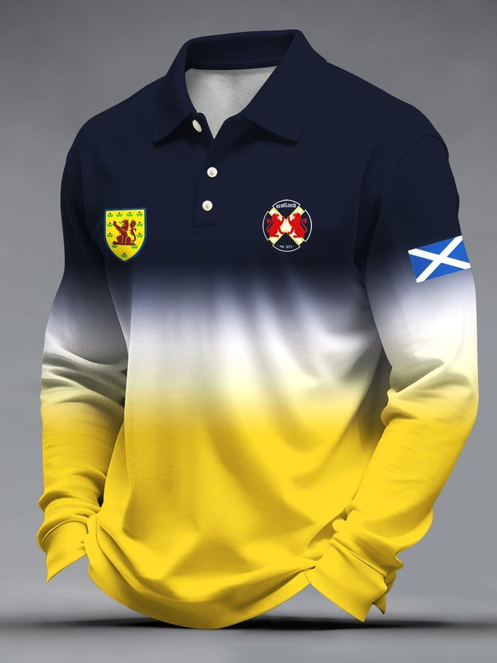 Scotland World Cup 2026 Merch Scottish Soccer Team Long Sleeve Polo Shirt Fan Apparel