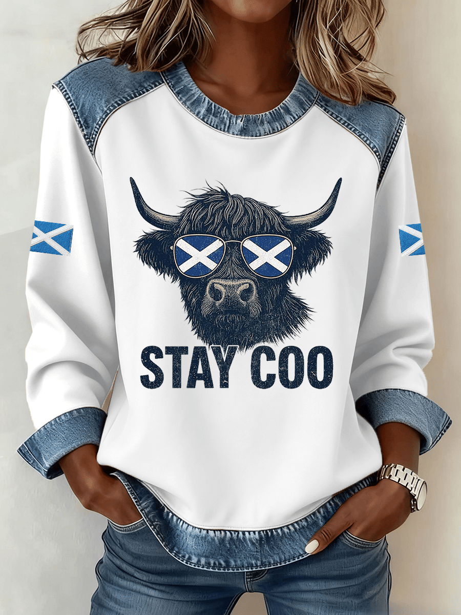 Scotland World Cup 2026 Outfits Highland Cow Stay Coo Sweatshirt For Women