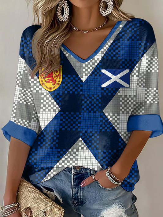 Scotland World Cup 2026 V-Neck Long Sleeve Shirt World Cup Clothing Best Gifts For Mom