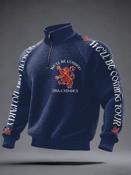 Scotland World Cup 2026 We'll Be Coming Zip Sweatshirt Game Day Apparel Best Gifts For Soccer Fans