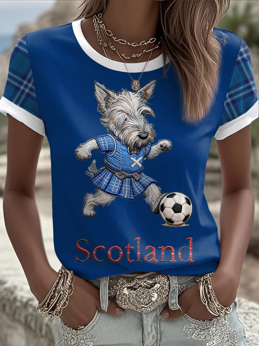 Scottie Dog Scotland Football T-Shirt Women's World Cup 2026 Apparel Scotland Supporters Gifts