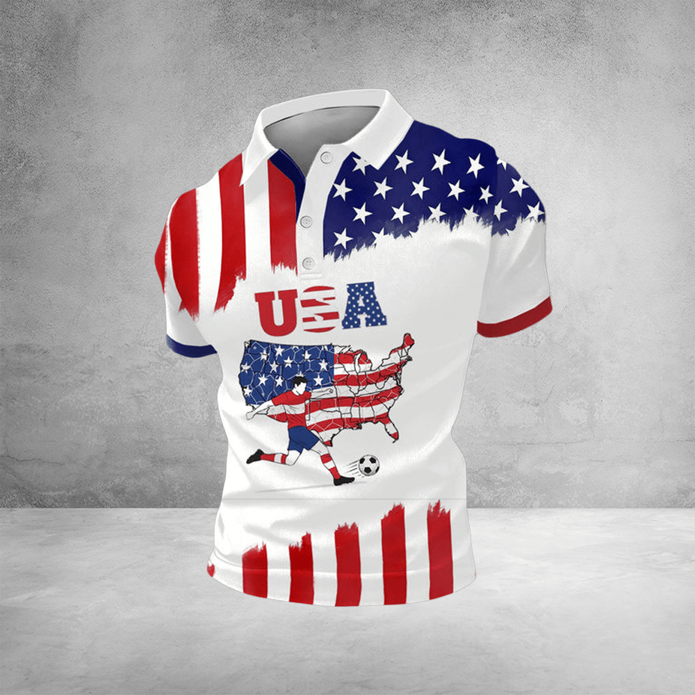USA World Cup 2026 Polo Shirt US Map Polos Men's Soccer Apparel For World Cup Fan