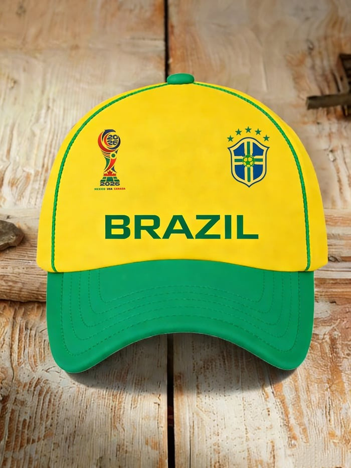 World Cup 2026 Brazil Merch Team Brazil Hat Soccer Game Day Cap For Boyfriend