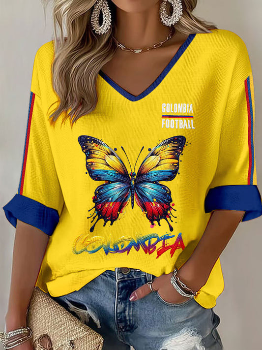 World Cup 2026 Colombia V-Neck Raglan Shirt Colombia FIFA Apparel Best Football Gifts