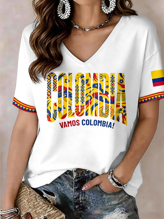 World Cup 2026 Colombia V-Neck Shirt Colombia World Cup Apparel For Football Fan