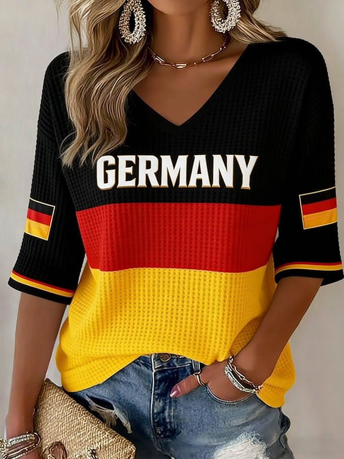 World Cup 2026 Germany V-Neck Raglan Shirt Germany FIFA World Cup Apparel Football Gifts